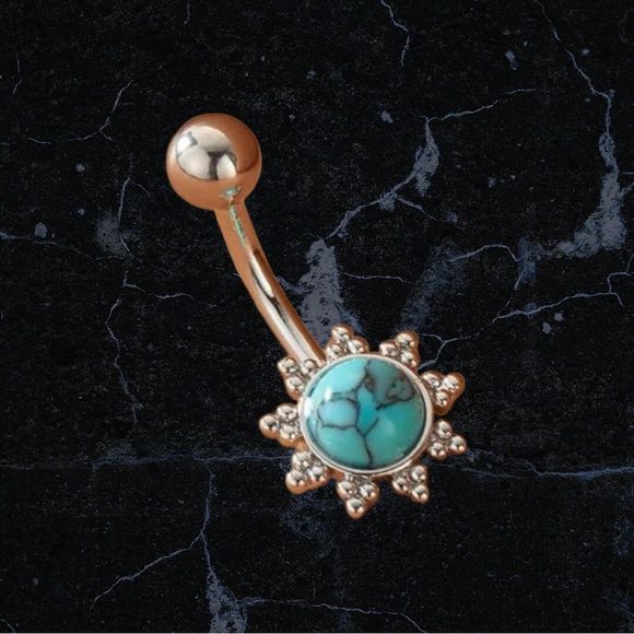 Turquoise Belly Ring - Picture 2 of 3
